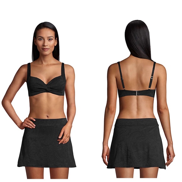 Lands end wrap  black bikini Top 10 D - Picture 3 of 6